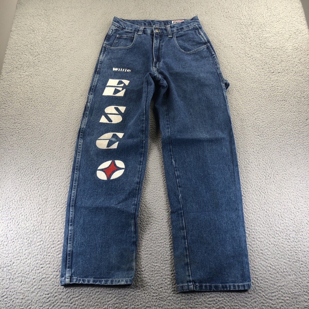 Vintage Willie Esco Jeans Mens 30 (Fits 28x31) Blue Baggy Embroidered Skater